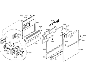Door Assy Diagram and Parts List for SHX98M09UC 46 Bosch Dishwasher