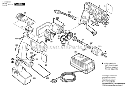 Part Location Diagram of 2608521019 Bosch Screwdriver Blade
