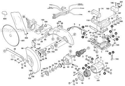 Page A Diagram and Parts List for GCM12  Bosch Miter Saw