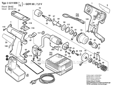 Page A Diagram and Parts List for GDR50 0601939787 Bosch Impact Driver