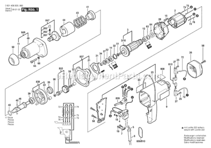 Page A Diagram and Parts List for GDS18E 0601436860 Bosch Impact Driver