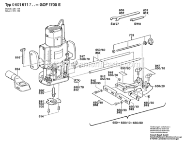 Page B Diagram and Parts List for GOF1700E 0601611761 Bosch Router