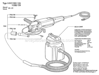 Page C Diagram and Parts List for GR 0601331139 Bosch Angle Grinder