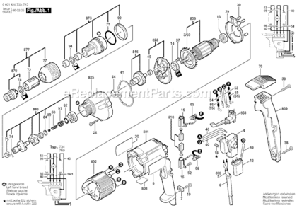 Page A Diagram and Parts List for GSR6-40TE 0601420703 Bosch Electric Drill