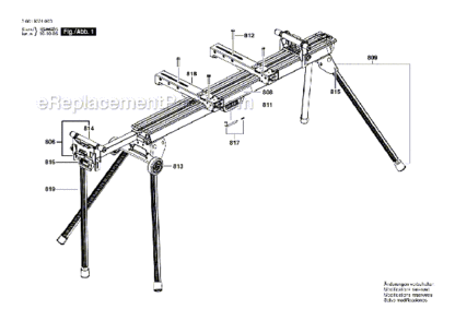 Page A Diagram and Parts List for GTA3800  Bosch Miter Saw