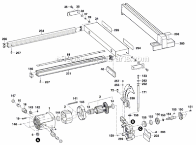 Page A Diagram and Parts List for GTS1031 3601M30510 Bosch Table Saw