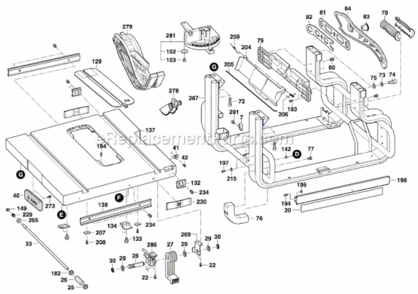 Page B Diagram and Parts List for GTS1031 3601M30510 Bosch Table Saw