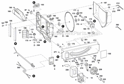 Page C Diagram and Parts List for GTS1031 3601M30510 Bosch Table Saw