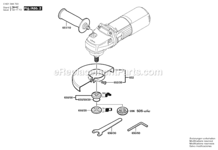 Page B Diagram and Parts List for GWS9-125CE 0601344739 Bosch Angle Grinder