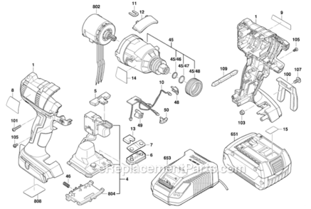 Page A Diagram and Parts List for IDH182-02L  Bosch Impact Driver