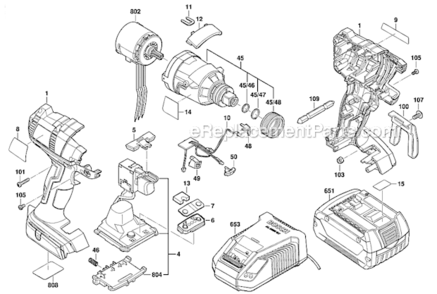Page A Diagram and Parts List for IDH182BN  Bosch Impact Driver