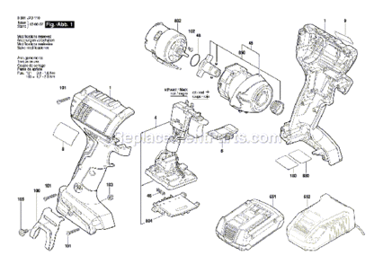Page A Diagram and Parts List for IDS181 3601JA9110 Bosch Impact Driver