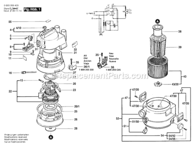 Page A Diagram and Parts List for PAS1000F 0603269434 Bosch Leaf Blower / Vacuum