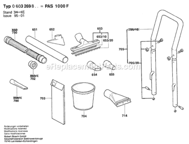 Page C Diagram and Parts List for PAS1000F 0603269834 Bosch Leaf Blower / Vacuum