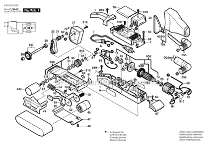 Page A Diagram and Parts List for PBS75AE 0603270639 Bosch Belt or Drum Sander