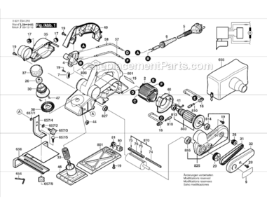 Page A Diagram and Parts List for PL1682  Bosch Planer Jointer