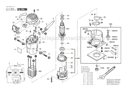 Page A Diagram and Parts List for PR20EVSK 3601F0A710 Bosch Router