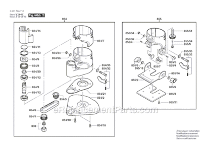 Page B Diagram and Parts List for PR20EVSK 3601F0A710 Bosch Router