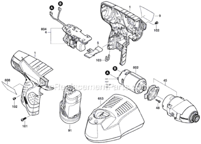 Page A Diagram and Parts List for PS40-2A 3601J09010 Bosch Cordless Drill