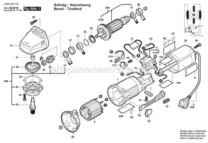 Page A Diagram and Parts List for PWS5-115 0603278139 Bosch Angle Grinder