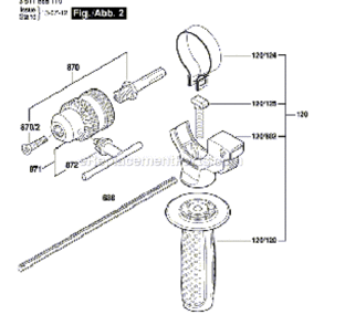 Page B Diagram and Parts List for RH228VC 3611B68110 Bosch Demolition Hammer