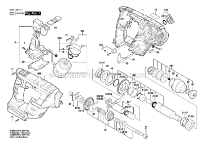 Page A Diagram and Parts List for RHS181 3611J05310 Bosch Hammer Drill