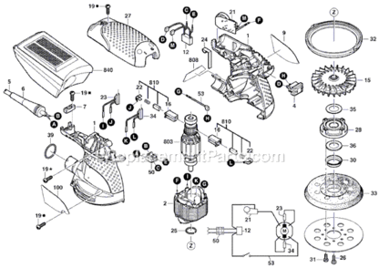 Page A Diagram and Parts List for ROS20VS 3601C87511 Bosch Orbital or Palm Sander
