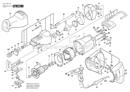 Page A Diagram and Parts List for RS10 060164E066 Bosch Reciprocating Saw