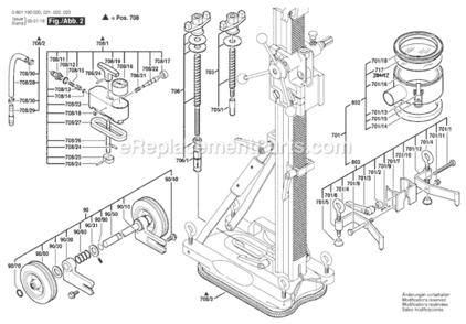 Page B Diagram and Parts List for S500 0601190023 Bosch Cordless Drill