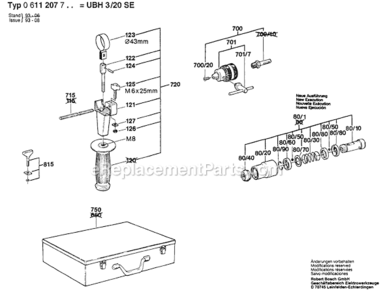 Page B Diagram and Parts List for UBH3/20SE 0611207734 Bosch Demolition Hammer