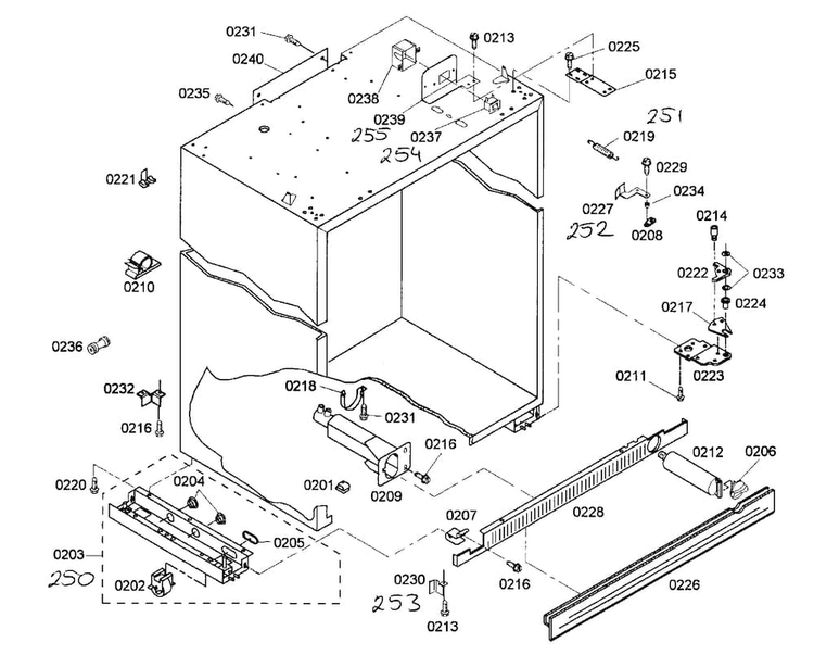 Cabinet Parts Diagram and Parts List for KBUDT4855E 01 Thermador Refrigerator