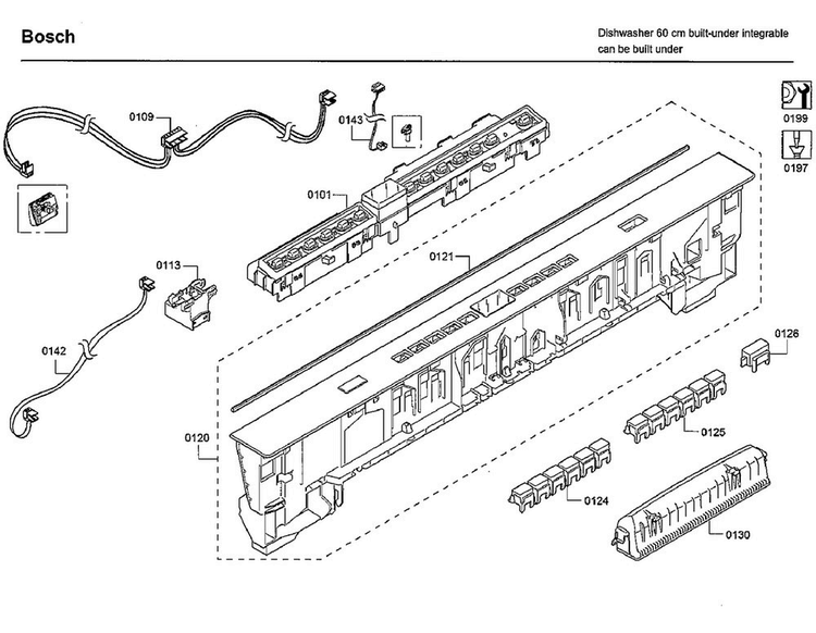 Control Panel Diagram and Parts List for SHXM63W55N 01 Bosch Dishwasher