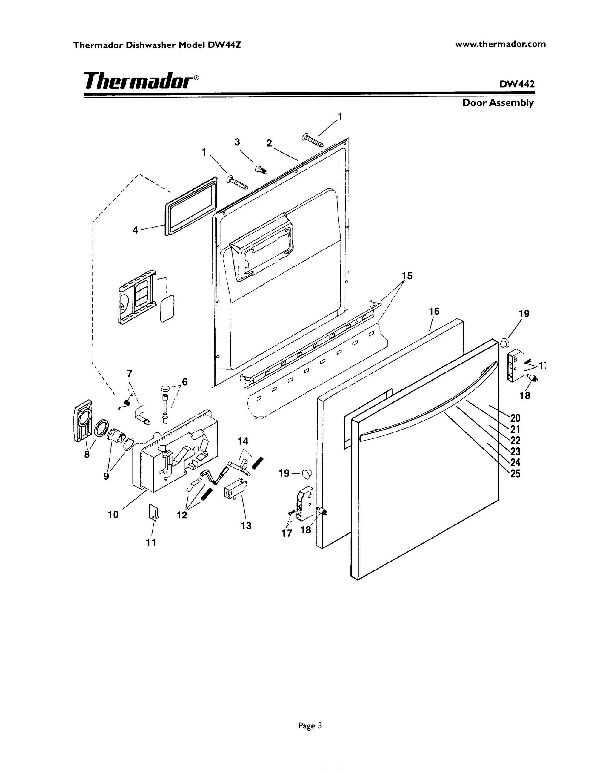 02 - DOOR Diagram and Parts List for DW44ZSB  Bosch Dishwasher