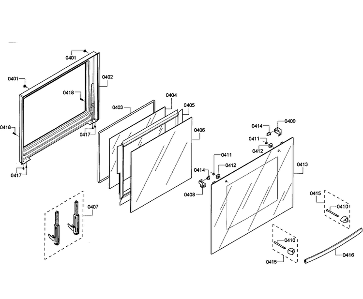 Door Upper Diagram and Parts List for HBL3560UC 08 Bosch Wall Oven