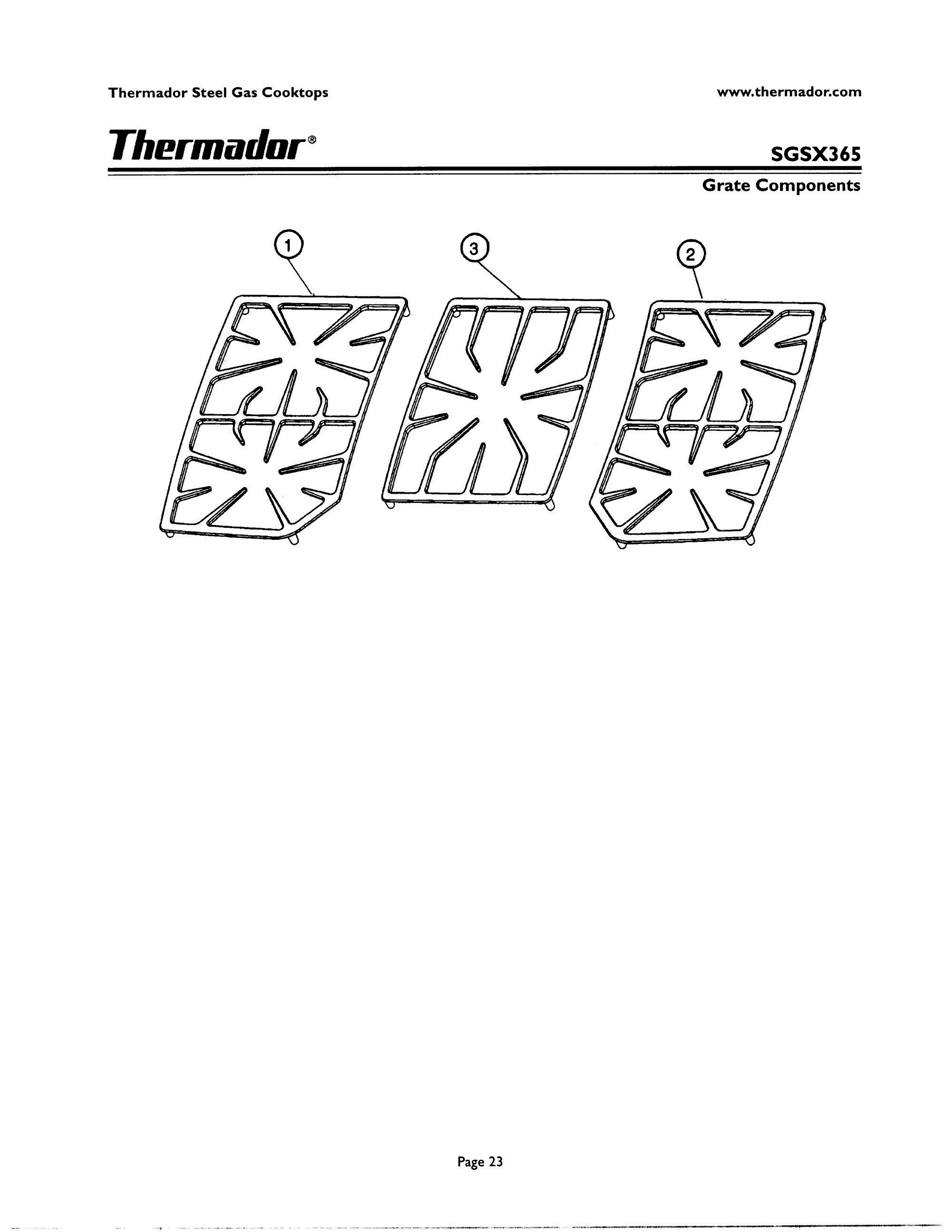 22 - GRATE COMPONENTS Diagram and Parts List for SGSX365ZB  Bosch Range