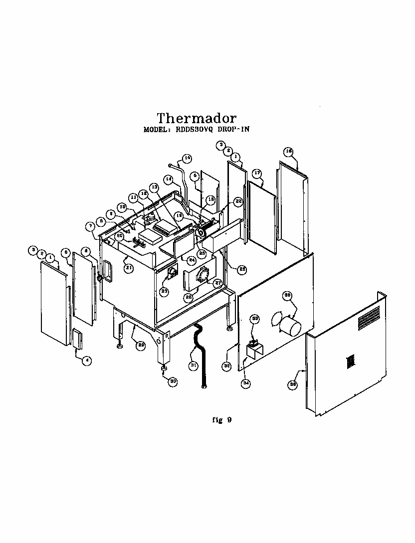 Drop-in Range (rdds30vqb(prior-9707)) Diagram and Parts List for RED30VQW PRIOR-9708 Thermador Range