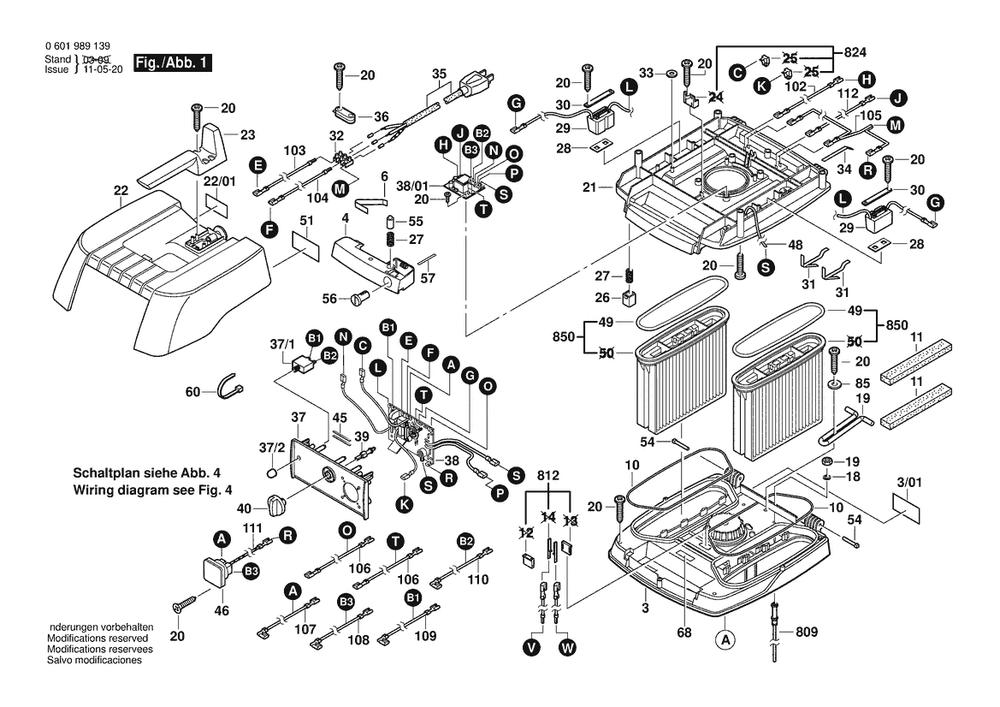 Section 1 Diagram and Parts List for GAS50 0601989139 Bosch Utility Vacuum
