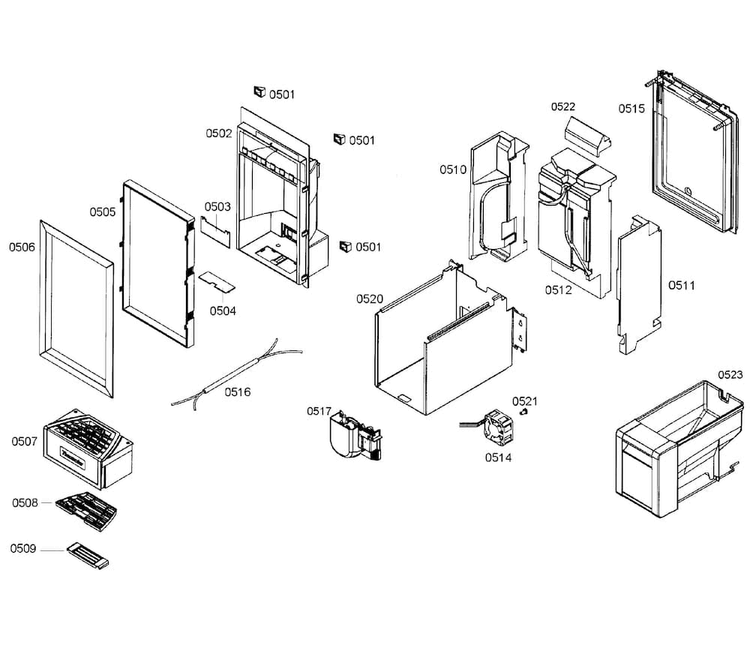 Dispenser Diagram and Parts List for T24ID80NRP 19 Thermador Freezer