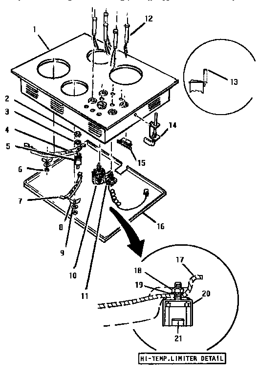 All Models Diagram and Parts List for EIICV30  Thermador Cooktop