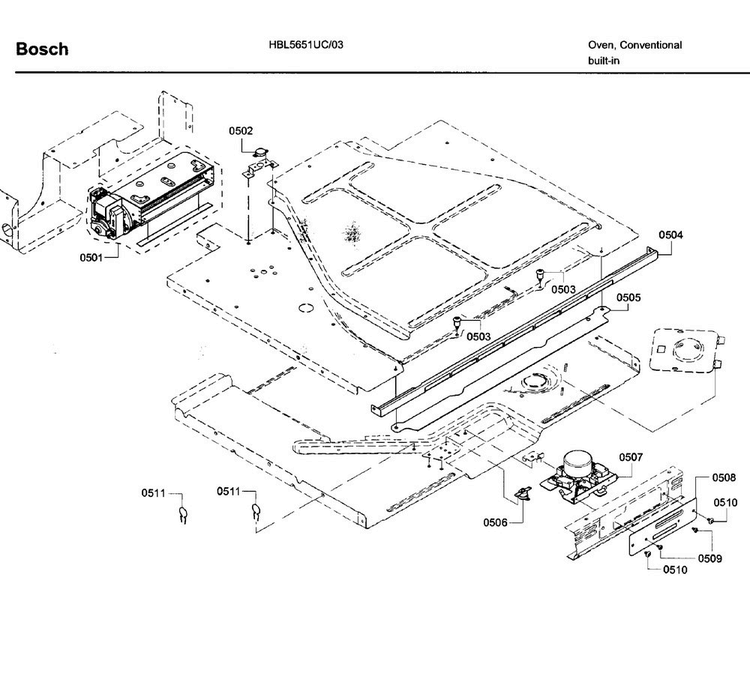 Latch Asy Diagram and Parts List for HBL5651UC 03 Bosch Wall Oven