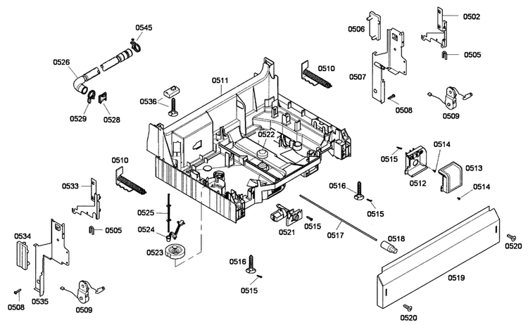 Base Ssy Diagram and Parts List for SHE42L12UC 53 Bosch Dishwasher