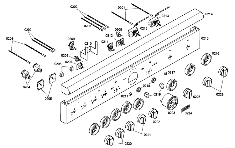 Front Panel Diagram and Parts List for PRD484EEG01  Thermador Range