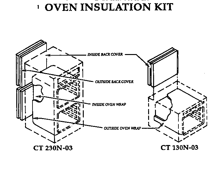 Oven Insulation Kit Diagram and Parts List for CT130N-03  Thermador Wall Oven