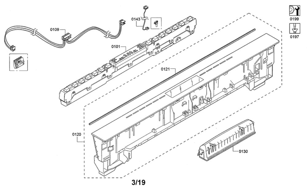 Fascia Panel Diagram and Parts List for SHPM78W52N 10 Bosch Dishwasher