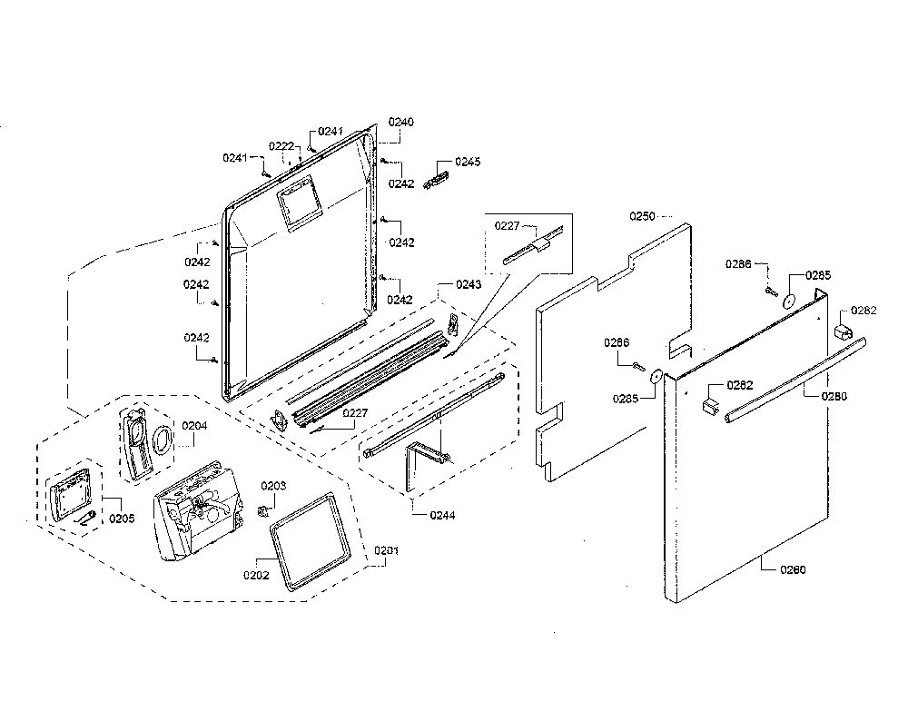 Door/dispenser Diagram and Parts List for SHX863WB5N 10 Bosch Dishwasher