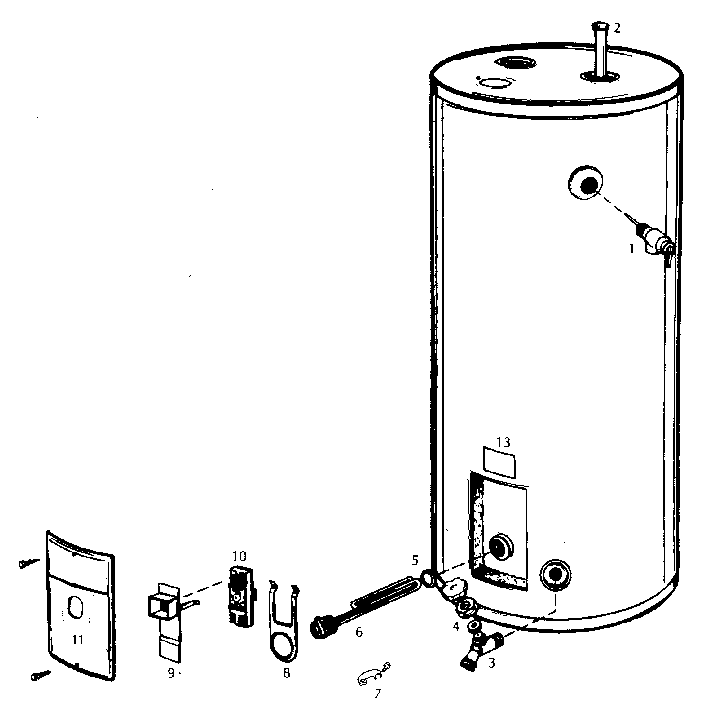 Replacement Parts Diagram and Parts List for 153315160  Kenmore Water Heater
