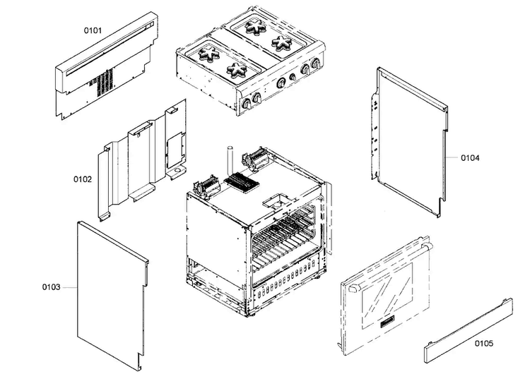 Cabinet Parts Diagram and Parts List for PRD304EHC 02 Thermador Range