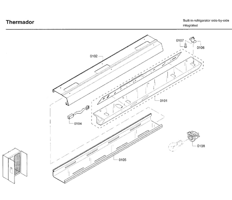 Light Panel Diagram and Parts List for T42BD820NS 10 Thermador Refrigerator