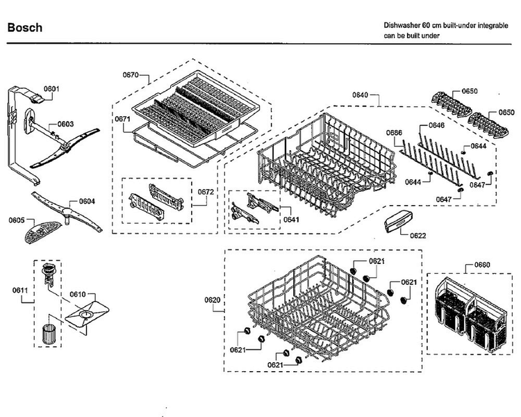 Racks Diagram and Parts List for SHP65TL6UC 09 Bosch Dishwasher