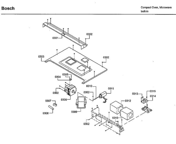 Motor Diagram and Parts List for HMB50152UC 02 Bosch Microwave